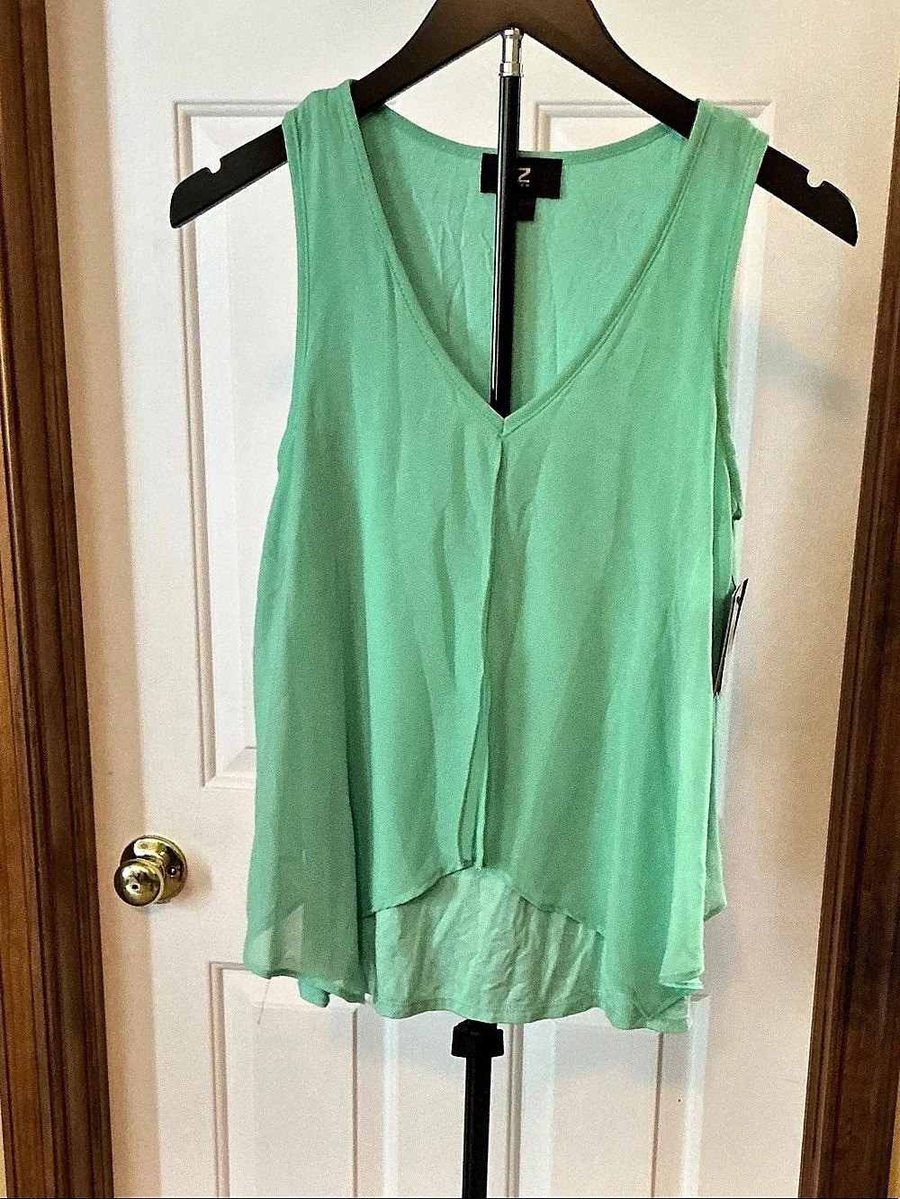 IZ Byer Women's Sheer Layered Tunic Green XS NWT